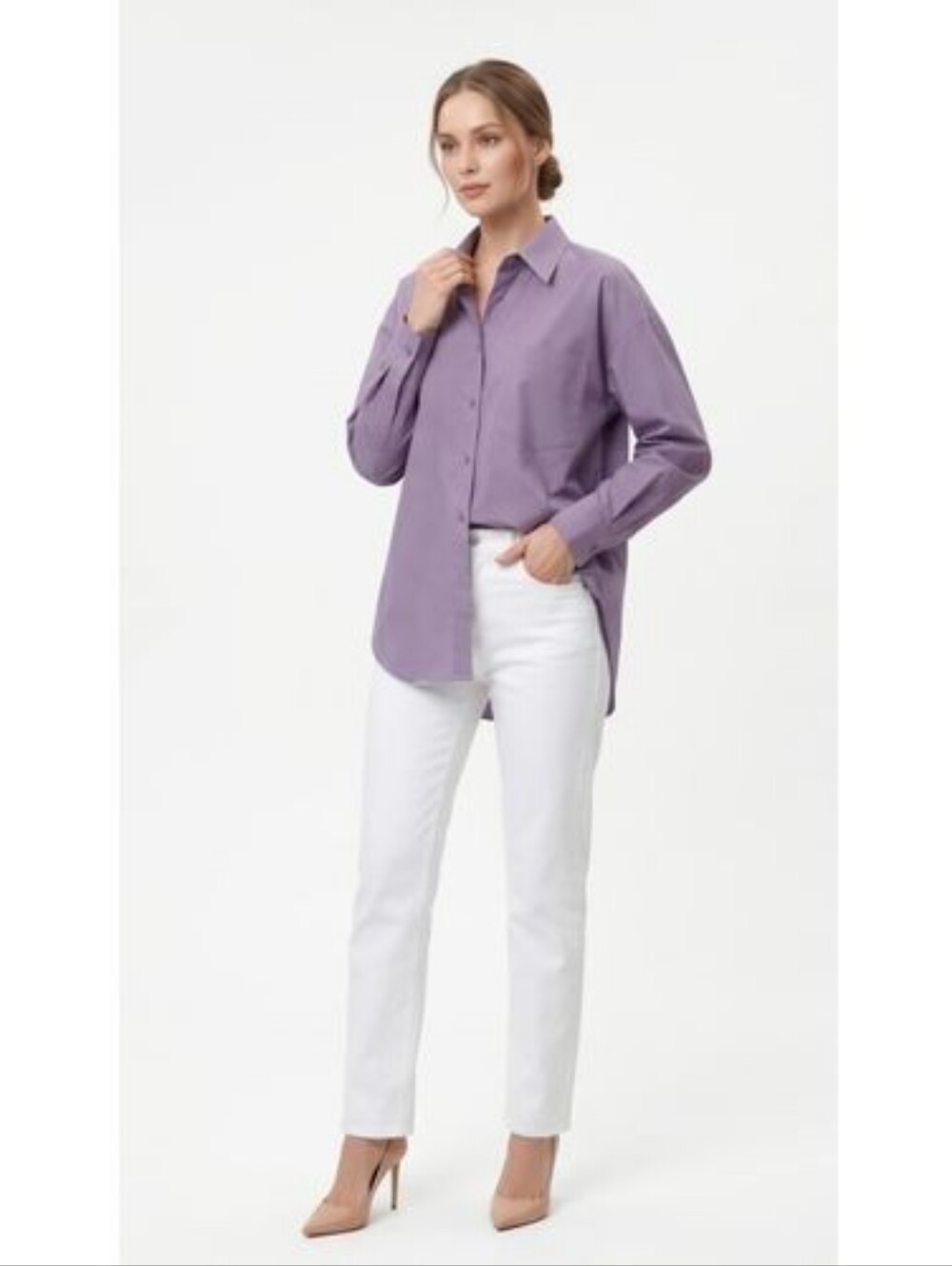 NWT Forever 21 Purple Lilac Oversized Button Down Shirt